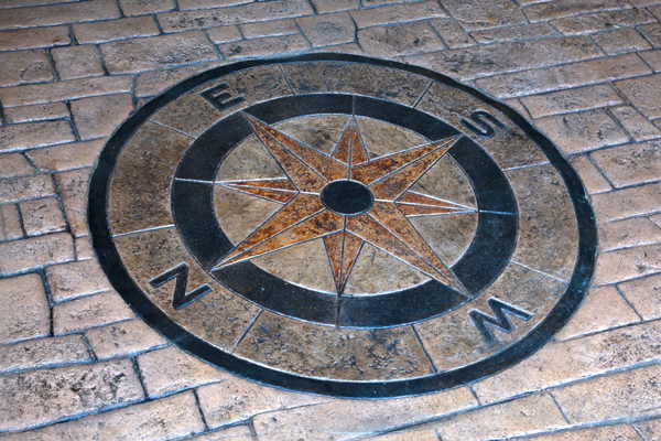 Monumental Concrete Compass Rose Inlay